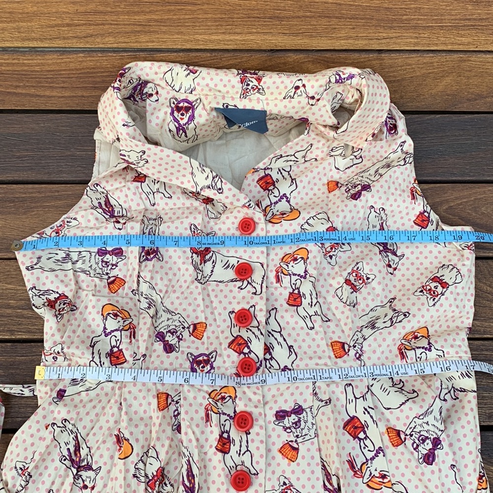 Modcloth Cream Polka Dot Community Brunch Bespeckled Corgi Dress XL - Picture 5 of 7